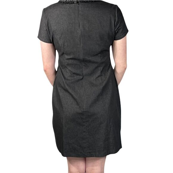 Perceptions New York Dark Gray Ruffled Neck Dress - Picture 9 of 11